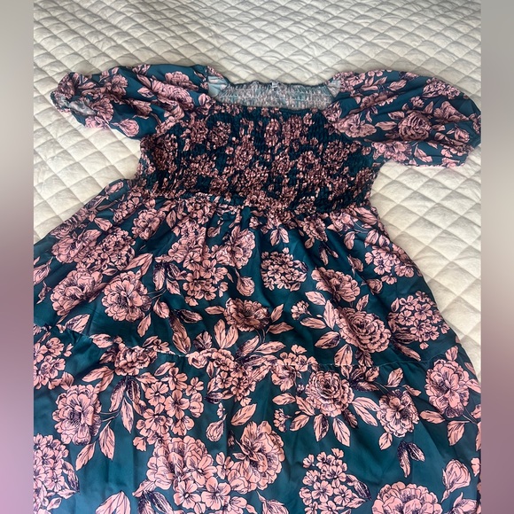 Polagram Pink and Teal Floral short Sleeve Dress1X - Picture 7 of 16